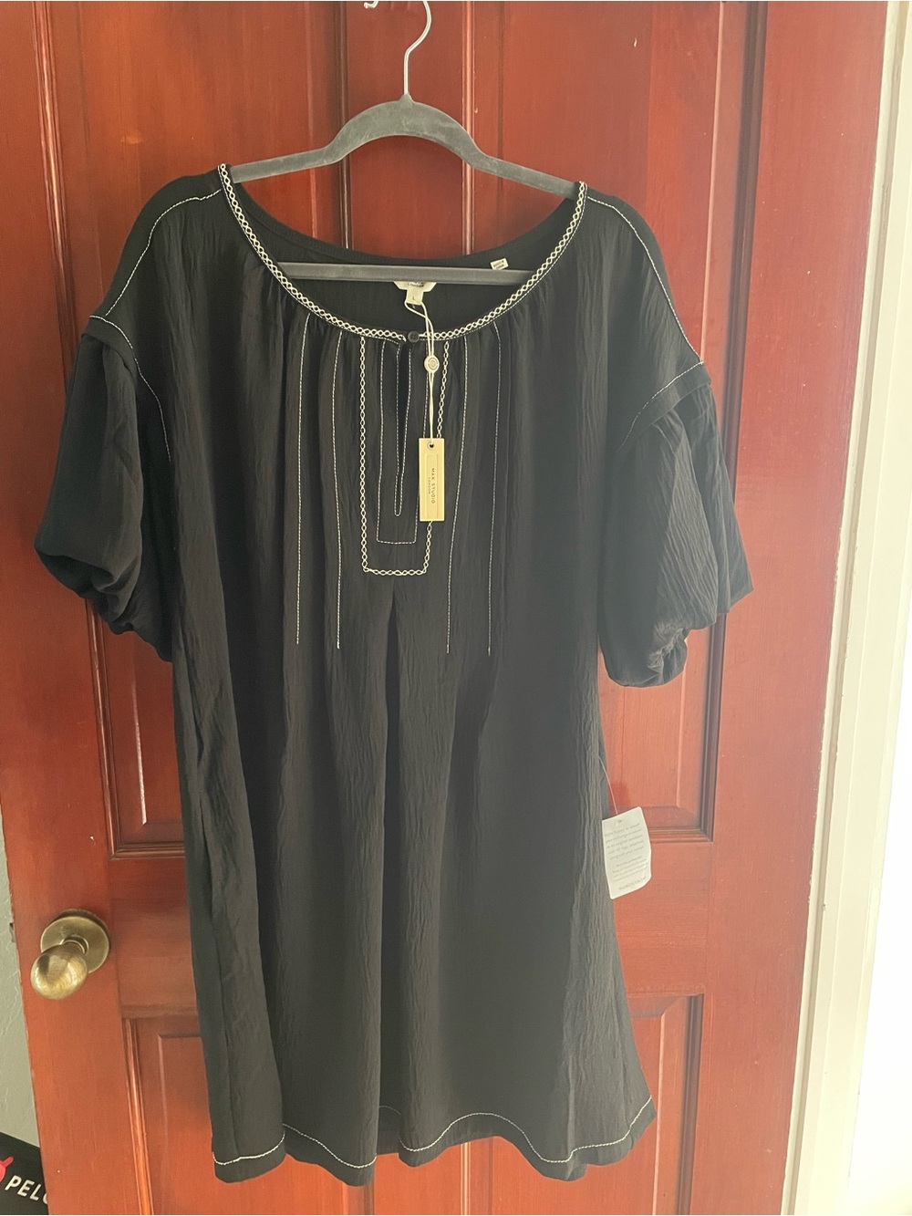 Max Studio Black Short Mini tunic//dress with White Contrast Stitching